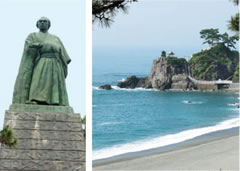 どこまでも続く青松の浜白波が打ち寄せる